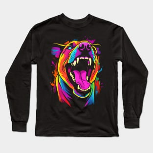 Retro Pop art Pitbull Dog Breed Art Long Sleeve T-Shirt